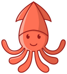 Happy Squid Character Mascot Sticker