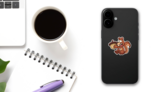 Happy Squirrel Holding A Big Acorn Cartoon Sticker on a Phone (New) example