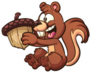 Happy Squirrel Holding A Big Acorn Cartoon Sticker