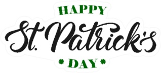 Happy St. Patricks Day Shamrock Lettering Sticker