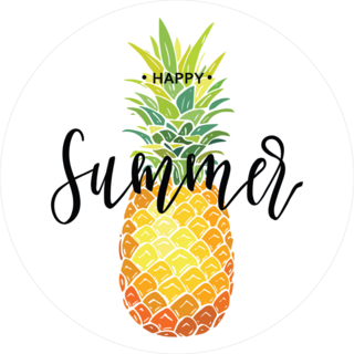 Happy Summer Pineapple Circle Sticker
