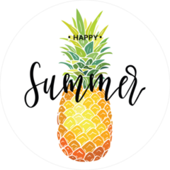 Happy Summer Pineapple Circle Sticker