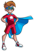 Happy Superhero Boy Sticker