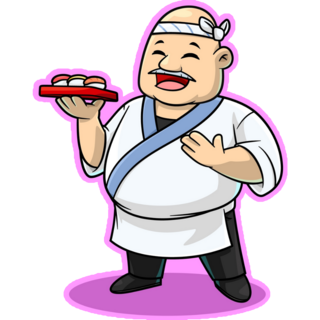 Happy Sushi Chef Pink Sticker