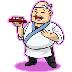Happy Sushi Chef Pink Sticker