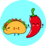 Happy Taco And Chili Pepper High Five Sticker