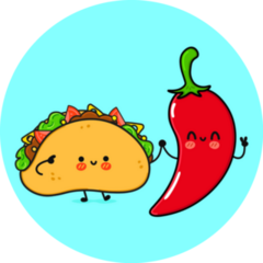 Happy Taco And Chili Pepper High Five Sticker
