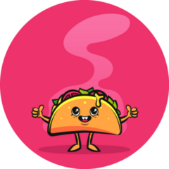 Happy Taco Cartoon On Bright Pink Sticker