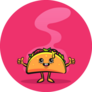 Happy Taco Cartoon On Bright Pink Sticker