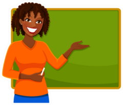 Happy Teacher Standing Next To A Blackboard Sticker