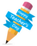 Happy Teachers Day Banner With Pencil Cartoon Sticker