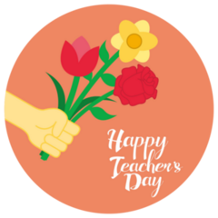 Happy Teachers Day Flower Bouquet Sticker
