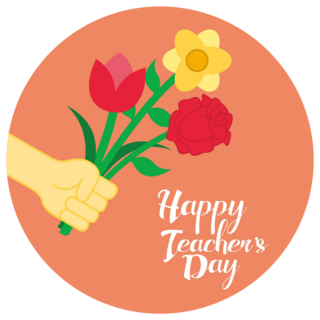 Happy Teachers Day Flower Bouquet Sticker