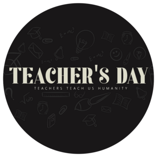 Happy Teachers Day Lettering On Black Sticker