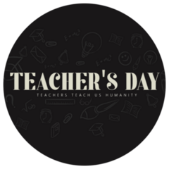 Happy Teachers Day Lettering On Black Sticker