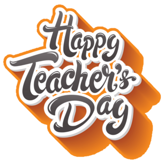 Happy Teachers Day Orange Lettering Sticker 