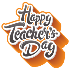 Happy Teachers Day Orange Lettering Sticker 