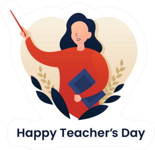 Happy Teachers Day Poster Woman Teacher Sticker