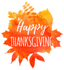Happy Thanksgiving Autumn Leaf Watercolor Sticker