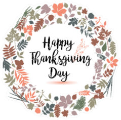 Happy Thanksgiving Day Letterine With Cute Autumn Elements Sticker