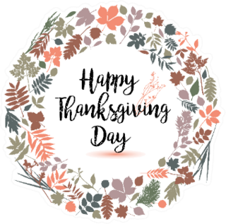 Happy Thanksgiving Day Letterine With Cute Autumn Elements Sticker