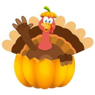 Happy Thanksgiving Turkey In Pumpkin Sticker