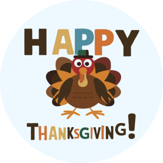Happy Thanksgiving Turkey Lettering Sticker