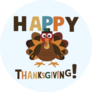 Happy Thanksgiving Turkey Lettering Sticker