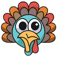 Happy Turkey Day Blue Turkey Sticker