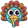 Happy Turkey Day Blue Turkey Sticker