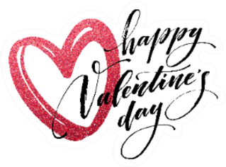 Happy Valentines Day Glitter Lettering Sticker
