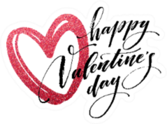 Happy Valentines Day Glitter Lettering Sticker