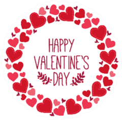 Happy Valentines Day In Heart Wreath Sticker