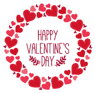 Happy Valentines Day In Heart Wreath Sticker