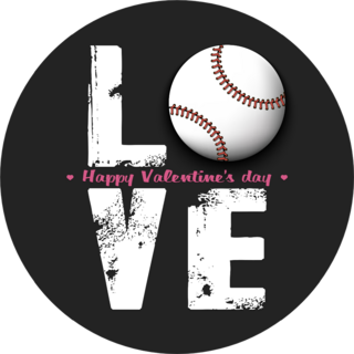 Happy Valentines Day Love And Baseball Ball Sticker