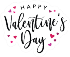 Happy Valentines Day Typography Pink And Red Hearts Sticker