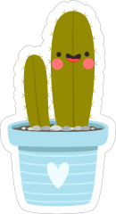 Happy Waving Cactus Sticker