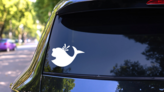 Happy Whale Sticker on a Rear Car Window (New) example
