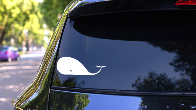 Happy Whale With Smile Sticker on a Rear Car Window (New) example