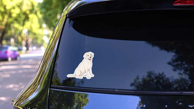 Happy Yellow Lab Sticker on a Rear Car Window (New) example