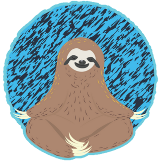 Happy Yoga Sloth On Blue Sticker