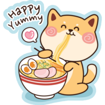 Happy Yummy Shiba Sticker