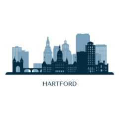 Hartford Skyline, Monochrome Silhouette Sticker