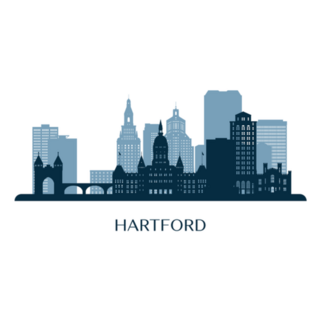 Hartford Skyline, Monochrome Silhouette Sticker
