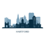Hartford Skyline, Monochrome Silhouette Sticker