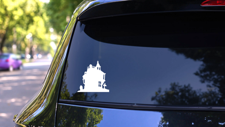 Haunted House Sticker on a Rear Car Window (New) example