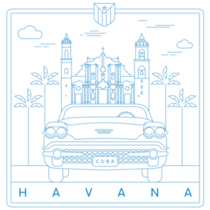 Havana Blue Outline Sticker