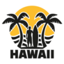 Hawaii Beach With Palms And Surfer Sticker