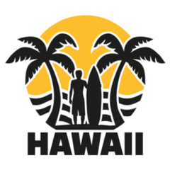 Hawaii Beach With Palms And Surfer Sticker