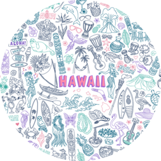Hawaii Doodle Traditional Hawaiian Culture Symbols Sticker